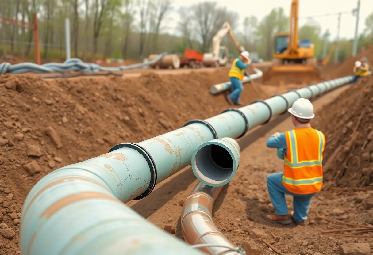 Workers replacing water pipes at Kentucky American Water