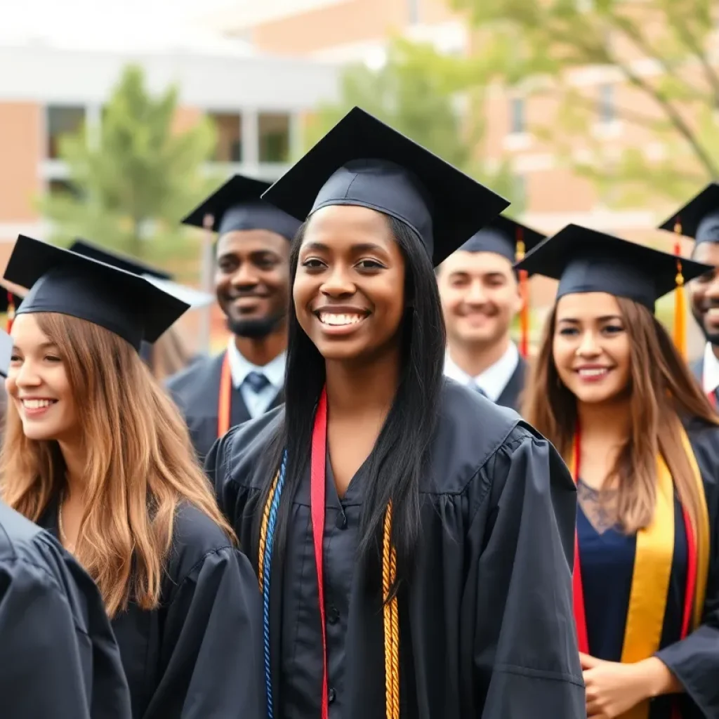 Group of KCTCS Scholars celebrating their achievement at a college campus.