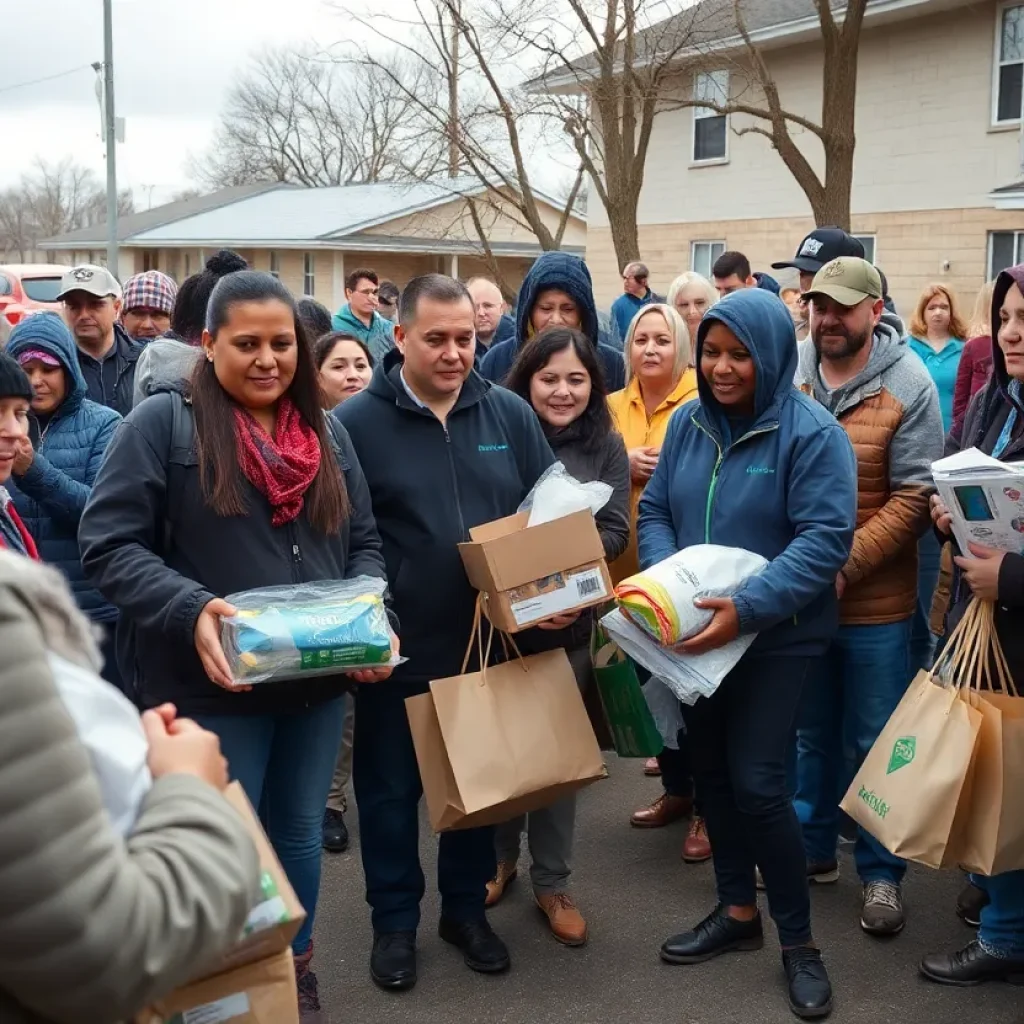 Community members gathering supplies for tornado victims in Kentucky