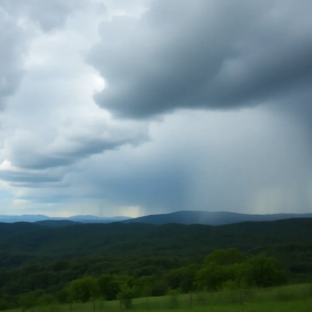 Landscape of Kentucky under cloudy and rainy weather