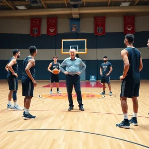 Kentucky Wildcats basketball practice with players working with coaches.