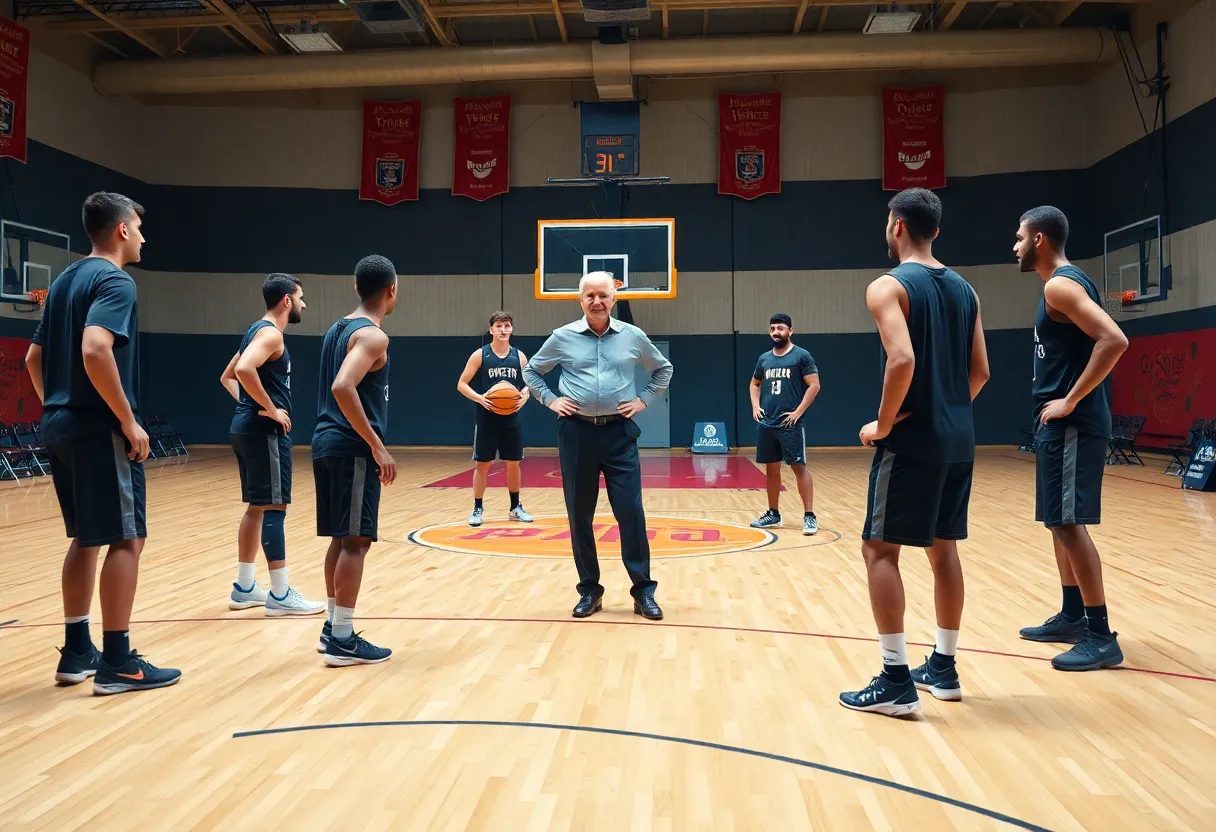 Kentucky Wildcats basketball practice with players working with coaches.
