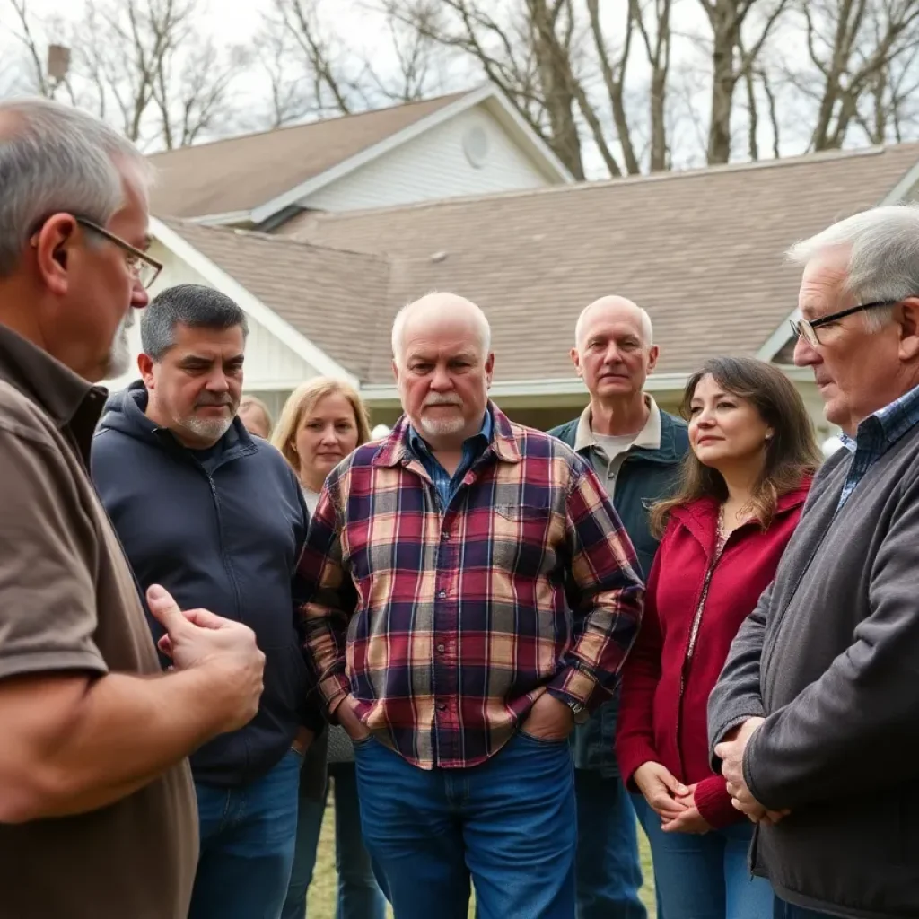 Homeowners discussing concerns regarding Lexington Blue Roofing