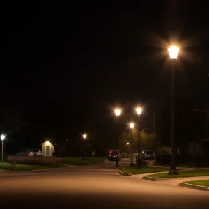Nighttime view of a neighborhood in Lexington, Kentucky representing community safety