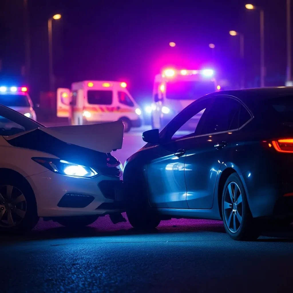 Car accident scene in Lexington County