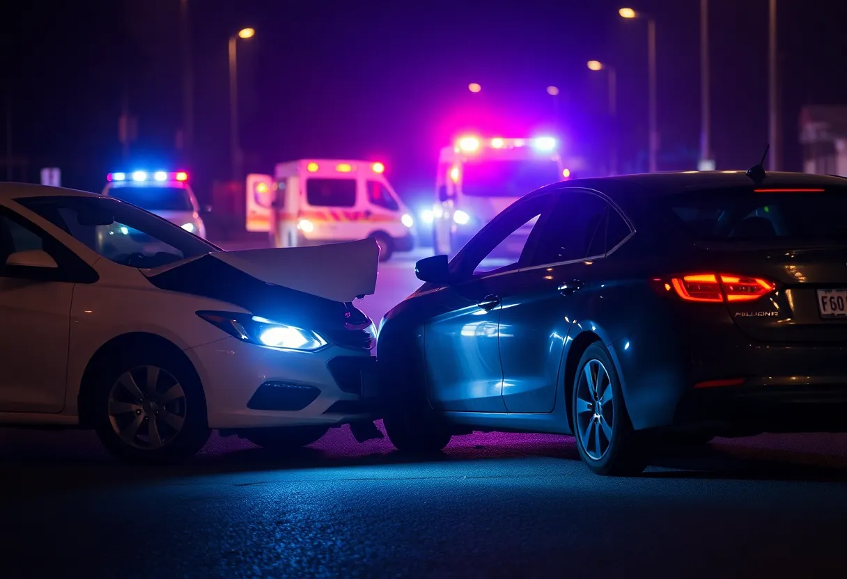 Car accident scene in Lexington County