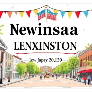 Celebration banner for Lexington Herald-Leader's anniversary with historical Lexington landmarks.