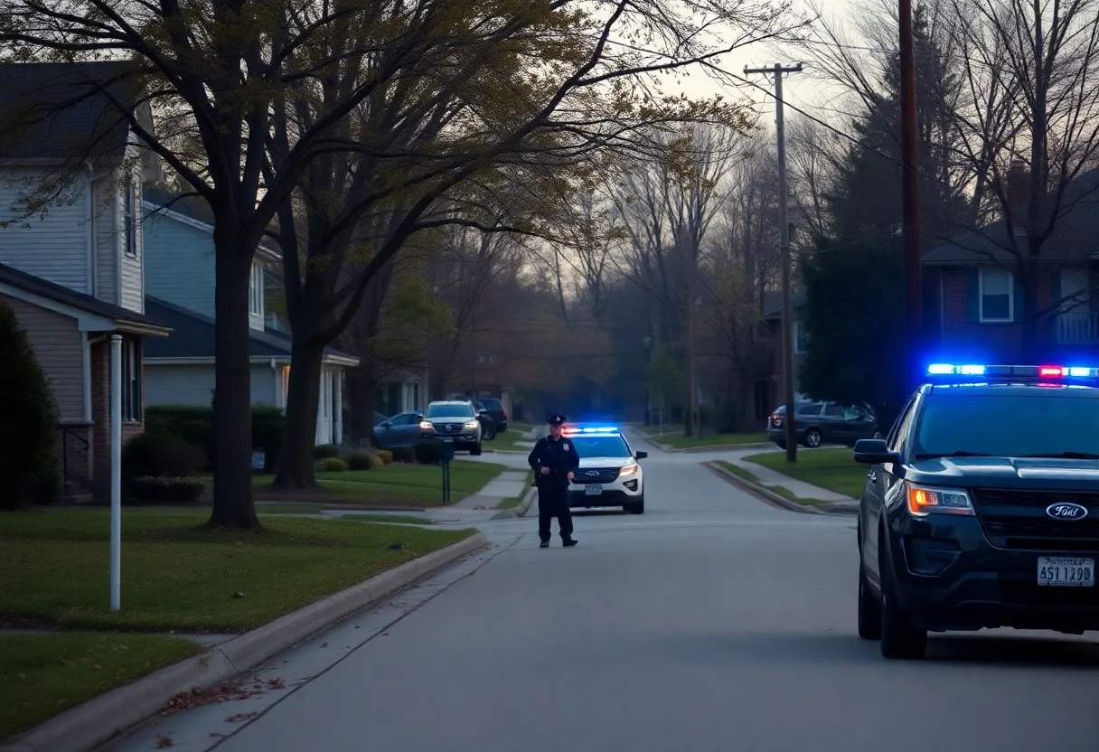 Crime scene in a quiet Lexington neighborhood