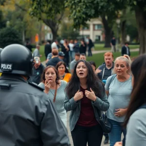 Police responding to an incident in a public park