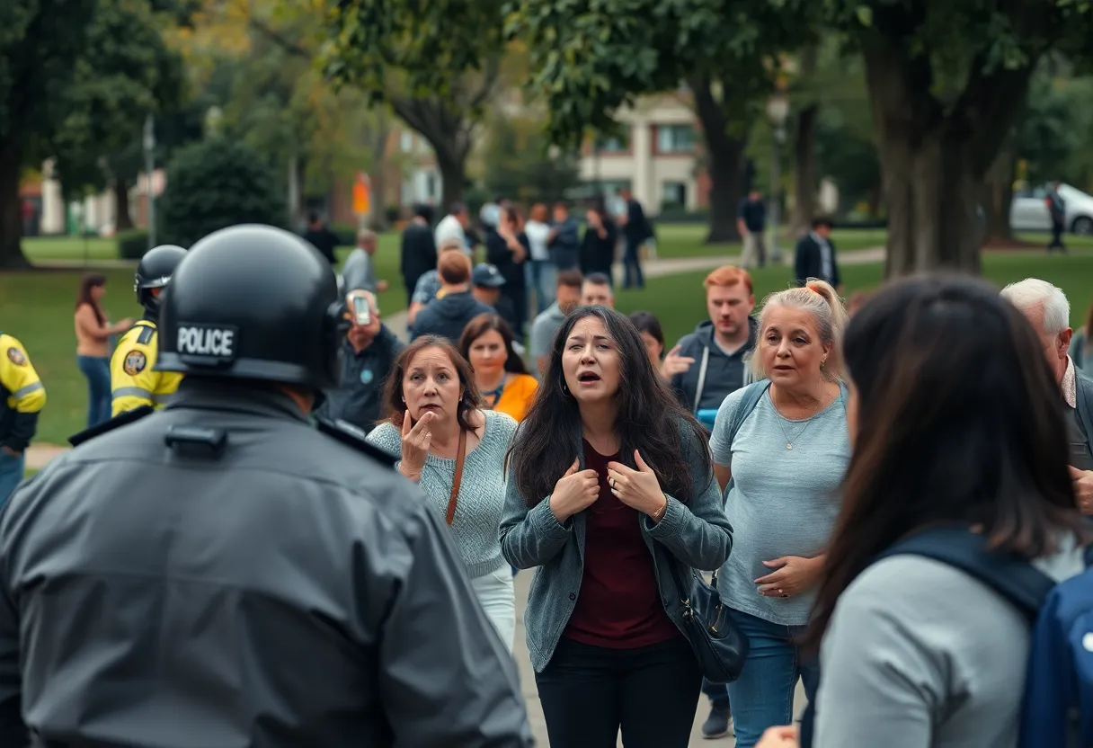 Police responding to an incident in a public park
