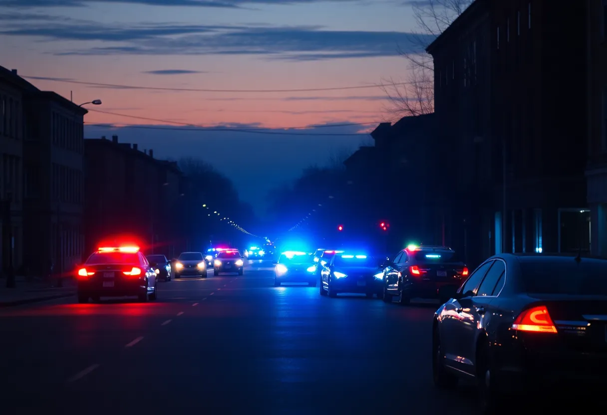 Police cars at the scene of a fatal shooting in Lexington