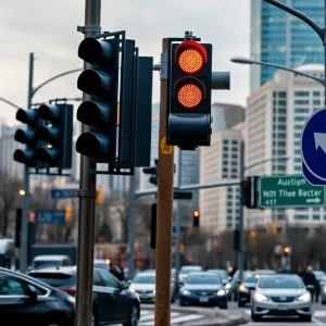 Urban intersection in Lexington with traffic signs