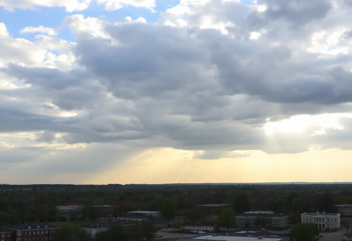 Scenic view of Lexington KY with changing weather patterns