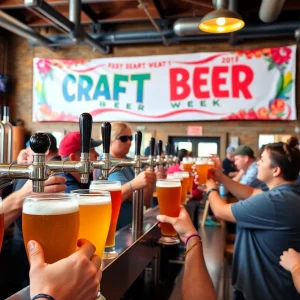 People enjoying craft beer at a local brewery during Lexington Craft Beer Week.