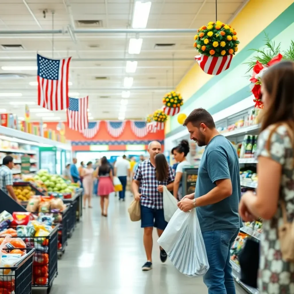 Shoppers in Lexington grocery store preparing for Memorial Day