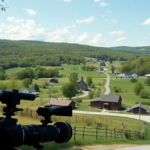 Menifee County landscape with film production set