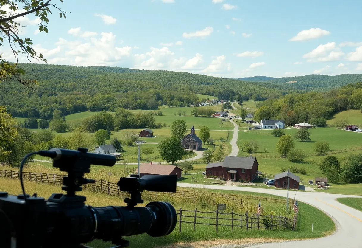Menifee County landscape with film production set