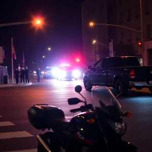 Scene of a tragic motorcycle accident in Lexington with police lights