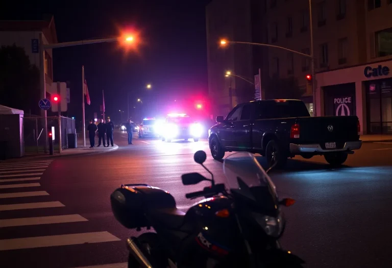 Scene of a tragic motorcycle accident in Lexington with police lights