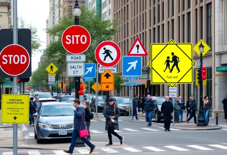 Lexington street with pedestrians crossing safely