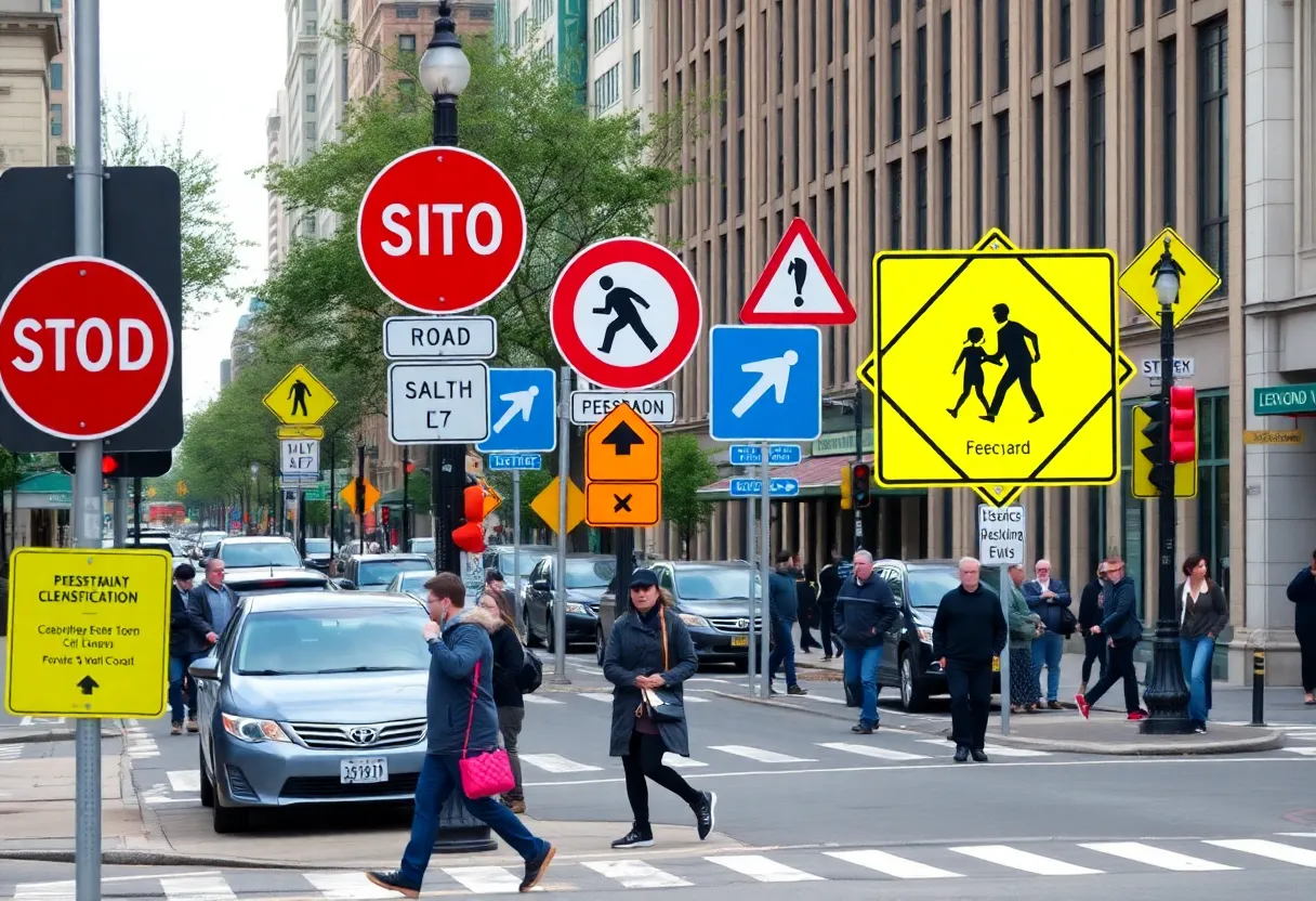 Lexington street with pedestrians crossing safely