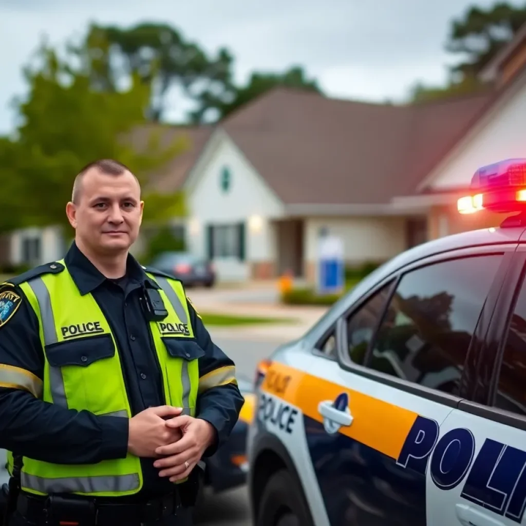 Police officer by car in Lexington, Kentucky