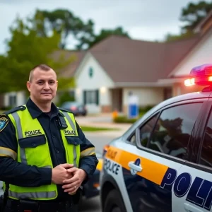 Police officer by car in Lexington, Kentucky