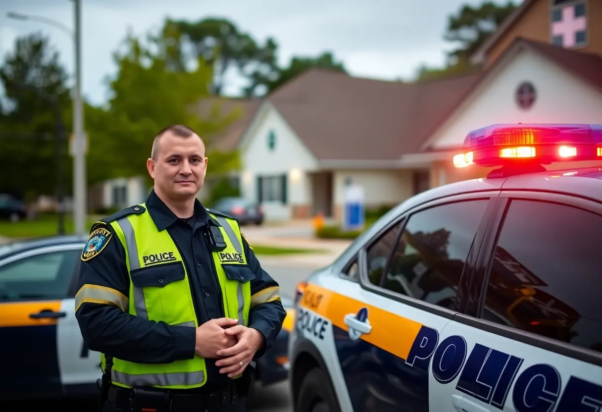 Police officer by car in Lexington, Kentucky