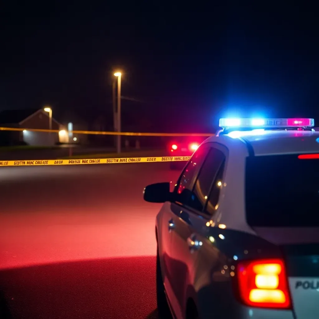 Police car at a shooting incident scene in Lexington