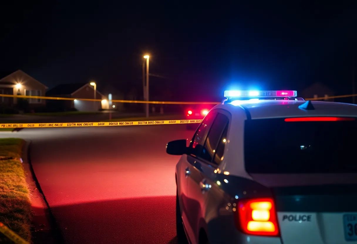 Police car at a shooting incident scene in Lexington