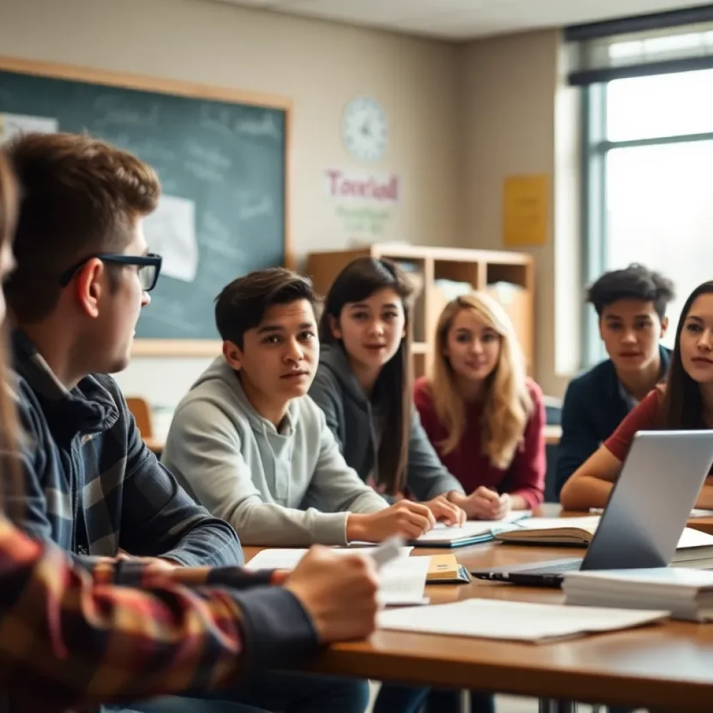 Students and faculty discussing professionalism in a school setting