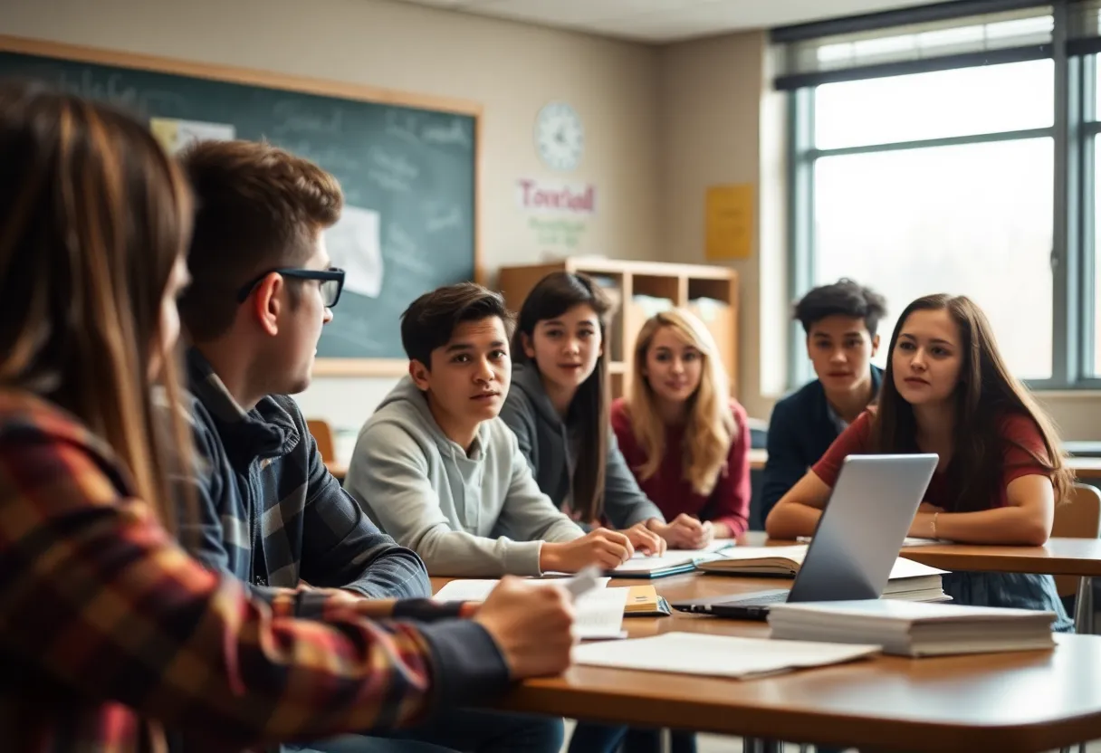 Students and faculty discussing professionalism in a school setting