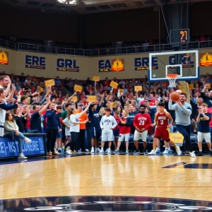 Basketball fans celebrating the addition of a new player to the team