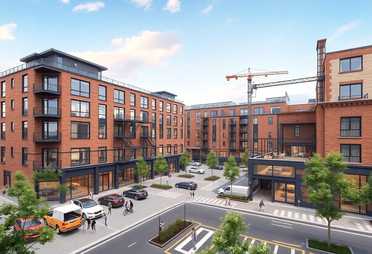 Rendering of The Railyard mixed-use development in Lexington