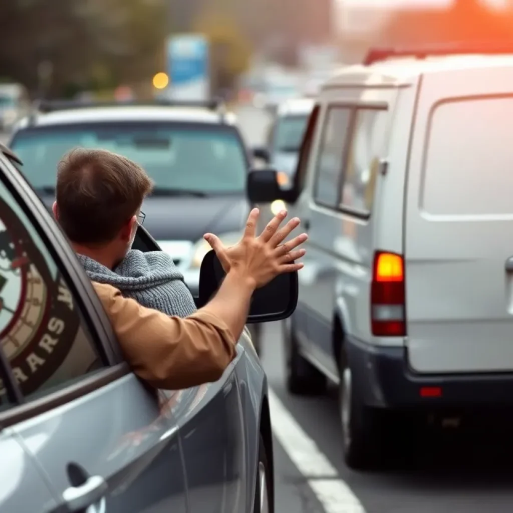 Illustration of a traffic dispute between two vehicles