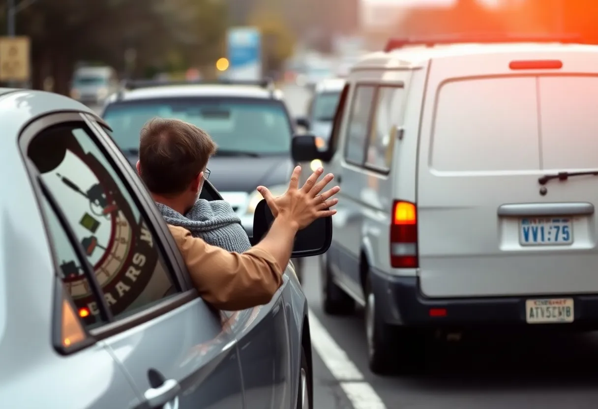 Illustration of a traffic dispute between two vehicles