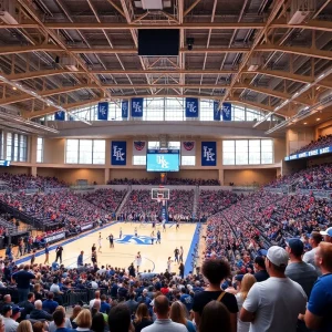 Fans at a University of Kentucky sports event celebrating team spirit
