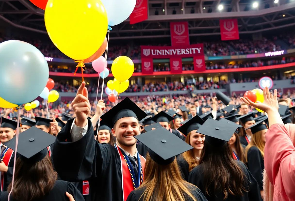 Graduates celebrating at the University of Kentucky graduation ceremony