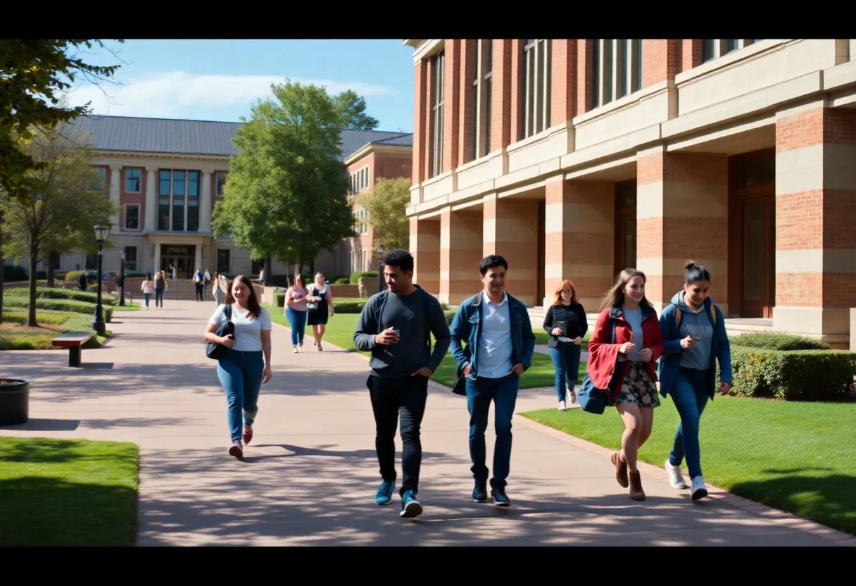 Students walking on University of Kentucky campus with concerned expressions.