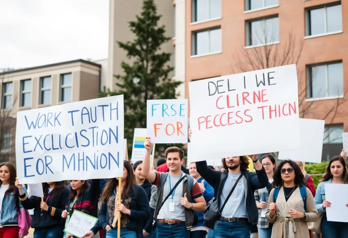 Students protesting for diversity and inclusion at a university.