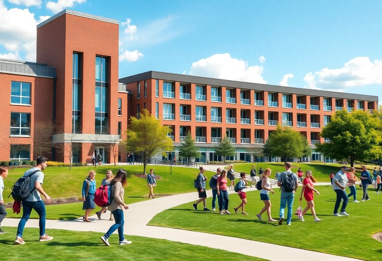 Campus of Wittenberg University with students outdoors