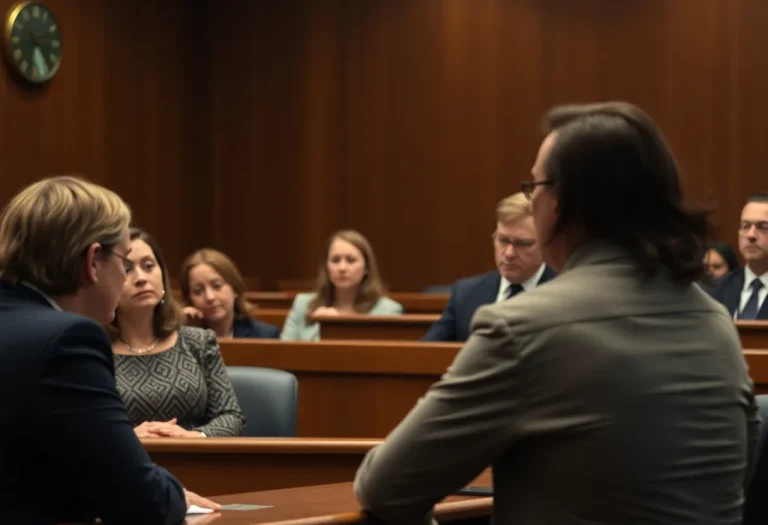 A courtroom interior during a manslaughter trial