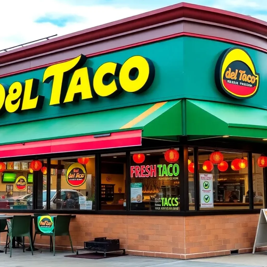 Exterior view of Del Taco restaurant in Lexington, Kentucky