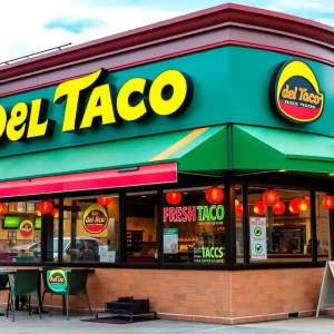 Exterior view of Del Taco restaurant in Lexington, Kentucky
