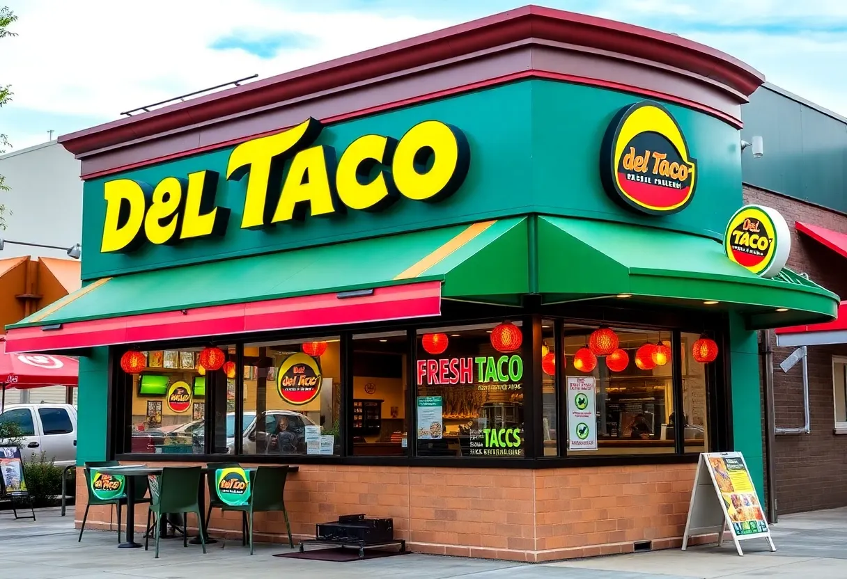 Exterior view of Del Taco restaurant in Lexington, Kentucky