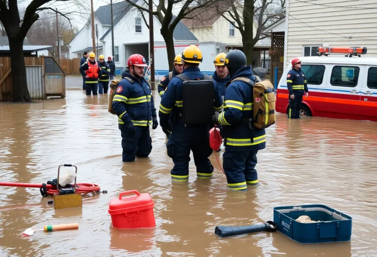 Emergency response team coordinating disaster relief efforts