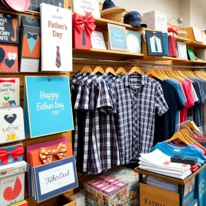 Father's Day gifts displayed in a retail store.