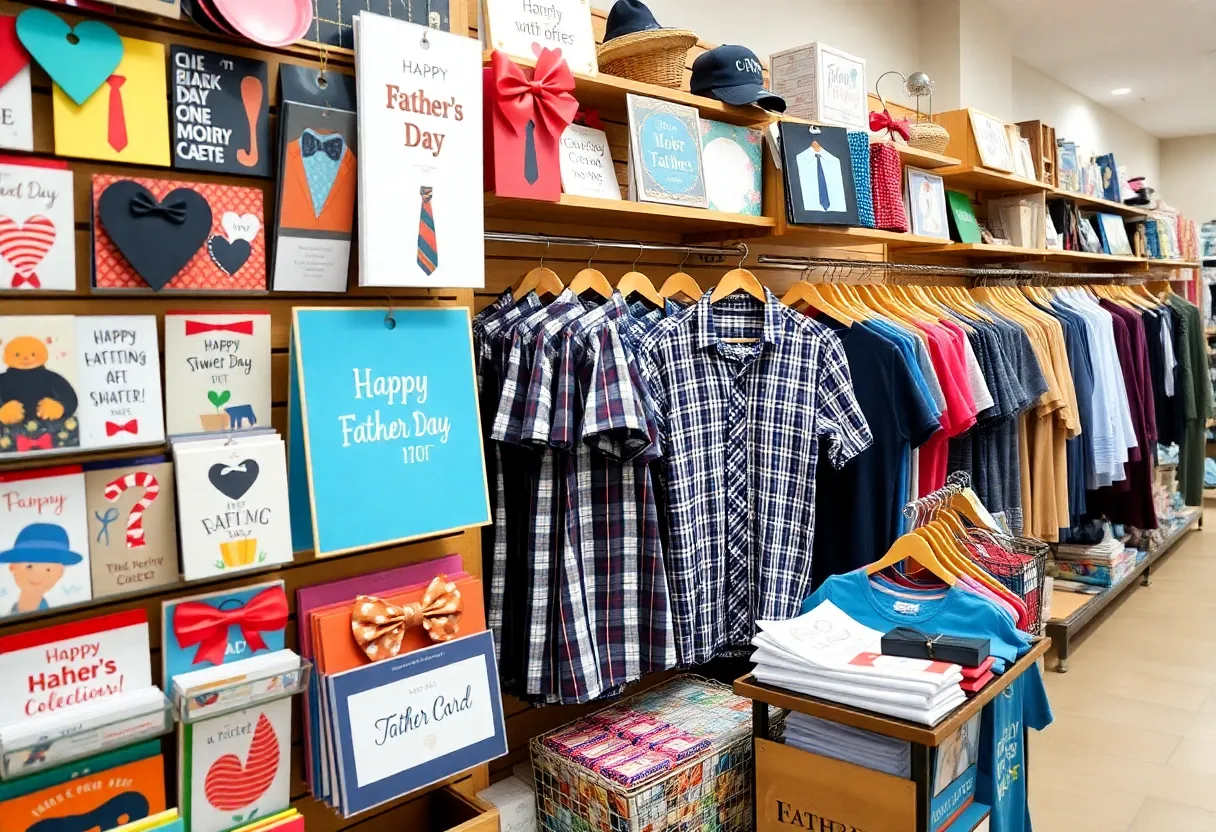 Father's Day gifts displayed in a retail store.