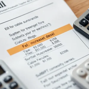 Subscription bill showing cable fee increases