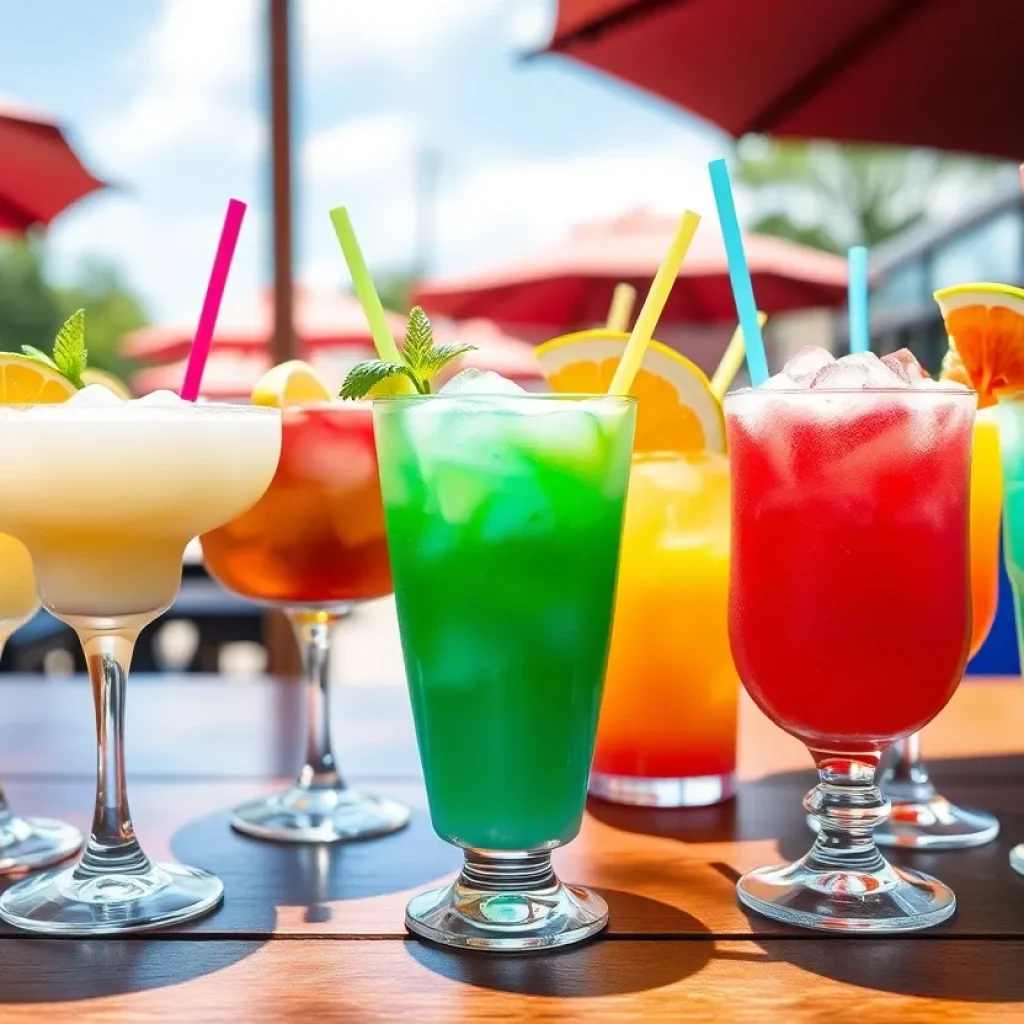 Assortment of frozen alcoholic beverages on a sunny day in Lexington